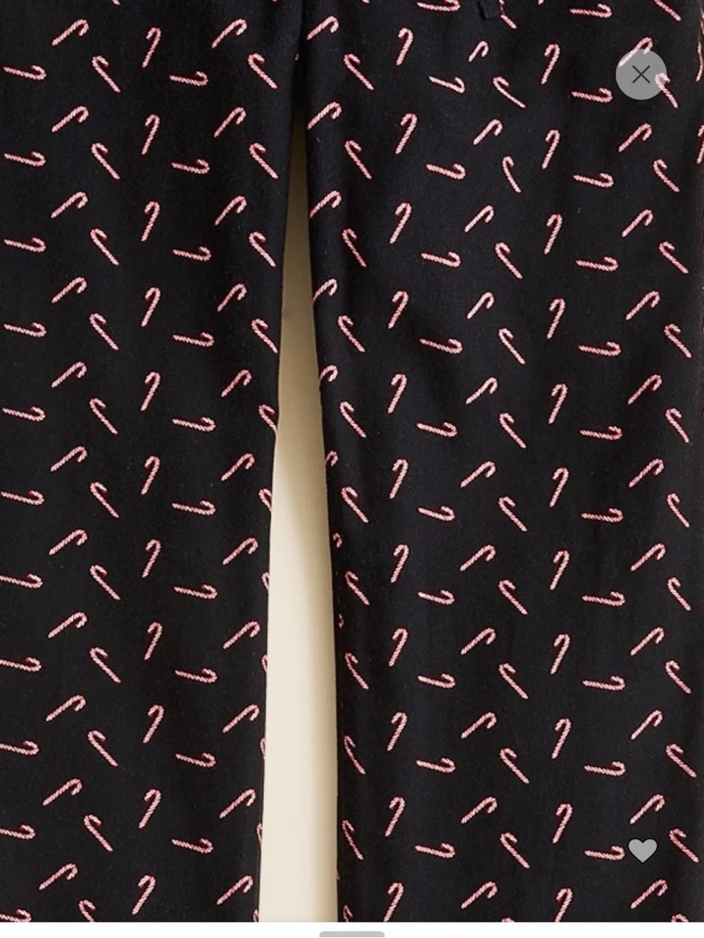 J. Crew Black Lounge Pants with Pink Candy Cane Print